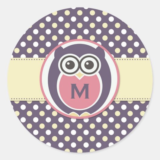 Stickers Monogramme de chou de nuit jaune violet (Devant)