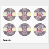 Stickers Monogramme de chou de nuit jaune violet (Feuille)