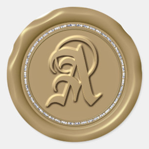 *~* Stickers Monogramme de cire dorée du cercle di