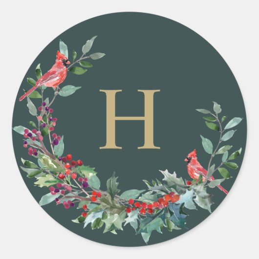 Stickers Monogramme de couronne rouge Robin Holida (Devant)