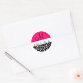 Stickers Monogramme de mariage Hot Pink Swirl Dama (Enveloppe)