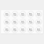 Stickers Monogramme de mariage moderne (Feuille)
