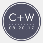 Stickers Monogramme de mariage moderne | Bleu minu (Devant)