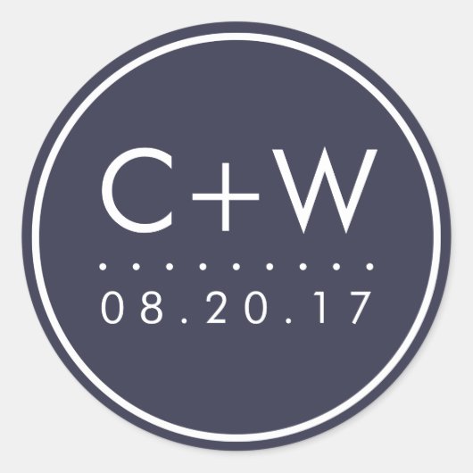 Stickers Monogramme de mariage moderne | Bleu minu (Devant)