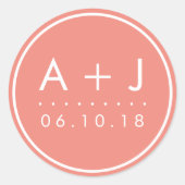Stickers Monogramme de mariage moderne | Corail (Devant)