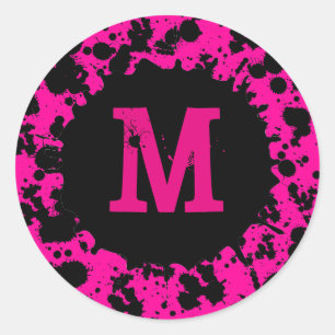 stickers monogramme de peinture rose néon