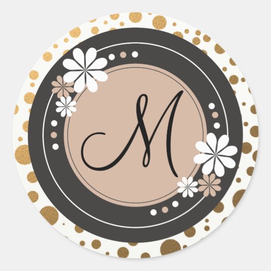 Stickers Monogramme Dots d'or : Cadre Floral (Devant)