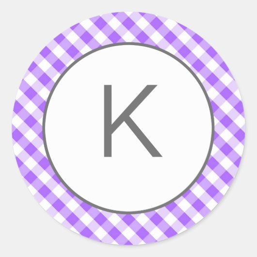 Stickers Monogramme En vichy violet (Devant)