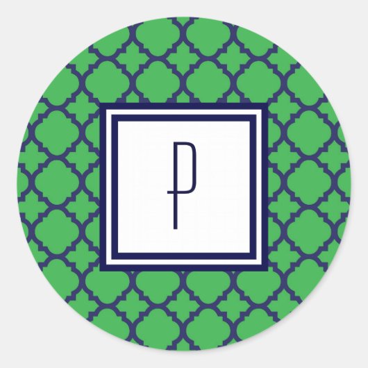 Stickers Monogramme Green Blue Quatrefoil (Devant)