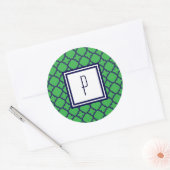 Stickers Monogramme Green Blue Quatrefoil (Enveloppe)