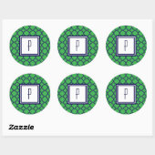Stickers Monogramme Green Blue Quatrefoil (Feuille)