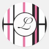 Stickers Monogramme Grilles rose noir et blanc (Devant)