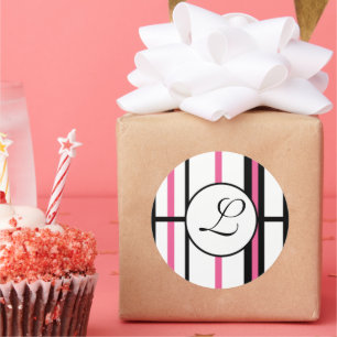 Stickers Monogramme Grilles rose noir et blanc