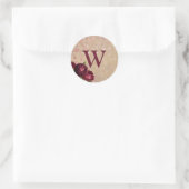 Stickers Monogramme initial Rose de Bourgogne (Sac)