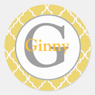 Stickers Monogramme jaune et gris et joints d'enve