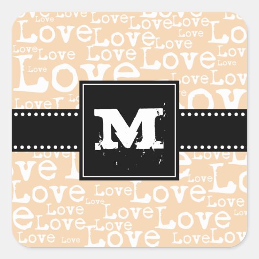 Stickers Monogramme Love Text en Crème (Devant)