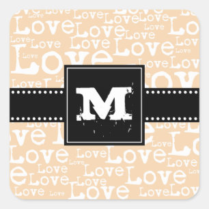 Stickers Monogramme Love Text en Crème