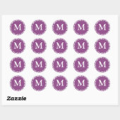 Stickers Monogramme M Plum Léger Et Mariage Blanc (Feuille)