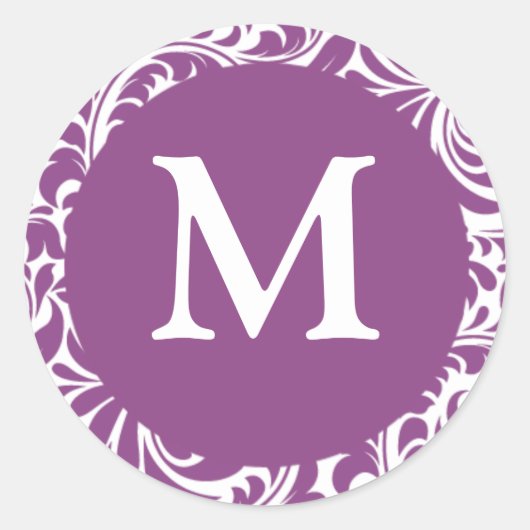 Stickers Monogramme M Plum Léger Et Mariage Blanc (Devant)