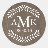 Stickers Monogramme Mariage campagnard rustique (Devant)