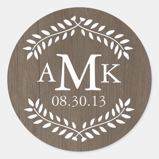 Stickers Monogramme Mariage campagnard rustique (Devant)