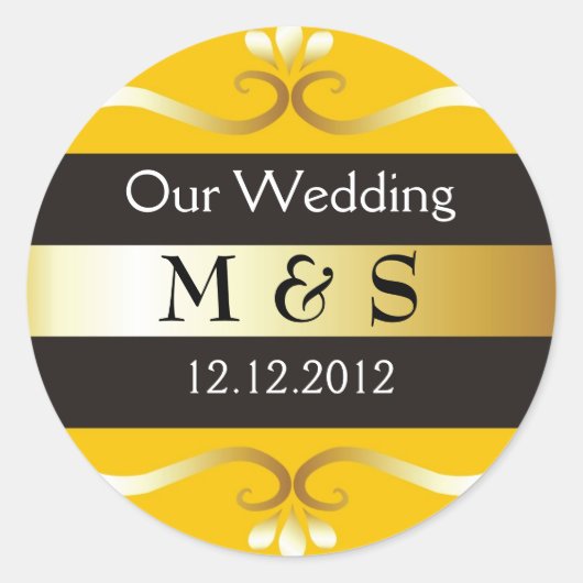 Stickers Monogramme mariage - Jaune & Or (Devant)