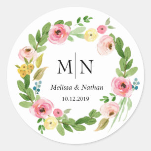 Stickers Monogramme Mariage parfaits de couronne f