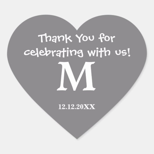 Stickers Monogramme Merci : gris acier (Devant)