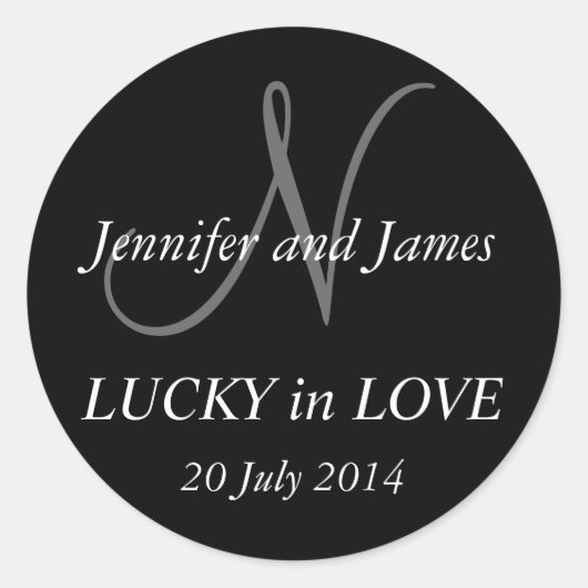 Stickers Monogramme N pour Mariage noir (Devant)