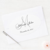 Stickers Monogramme Oval pour gris blanc Mariage (Enveloppe)