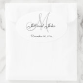 Stickers Monogramme Oval pour gris blanc Mariage (Sac)