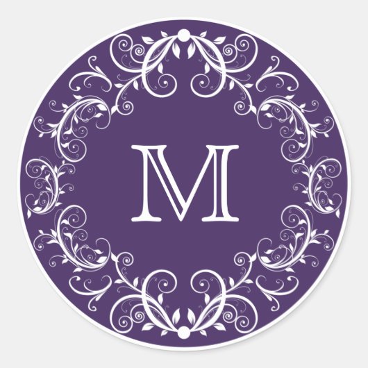 Stickers Monogramme personnalisé Floral Violet (Devant)