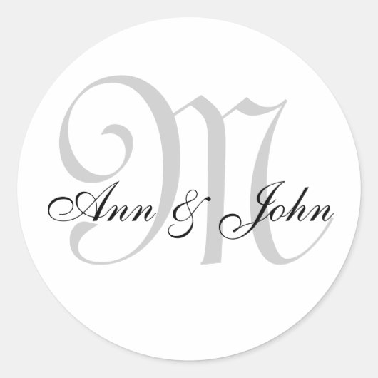 Stickers Monogramme pour Faveurs Mariage Gris (Devant)