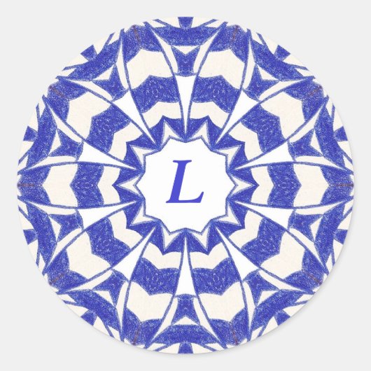 Stickers Monogramme pour pétales Abstraits bleu et (Devant)