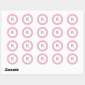Stickers Monogramme rose En vichy Motif (Feuille)
