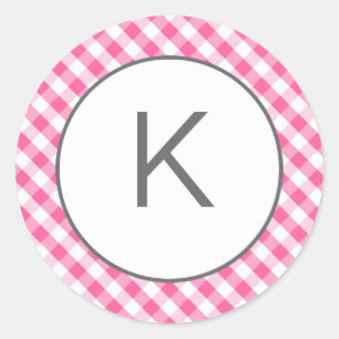 Stickers Monogramme rose En vichy Motif