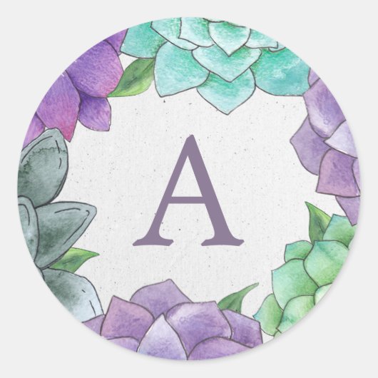 Stickers Monogramme Succulents Floraux | Lavande (Devant)