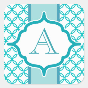 Stickers Monogramme Turquoise élégant
