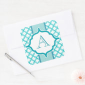 Stickers Monogramme Turquoise élégant (Enveloppe)