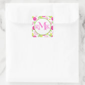 Stickers Monogrammes rose et vert Fleurs Abstraite (Sac)