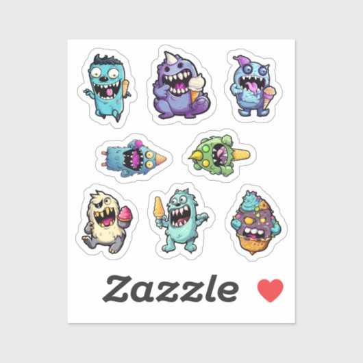 Stickers Monster Ice Cream Party pt 1 (Feuille)