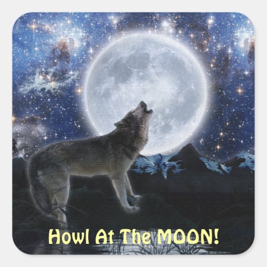 Stickers MOON & WOLF GRAY Howling (Devant)