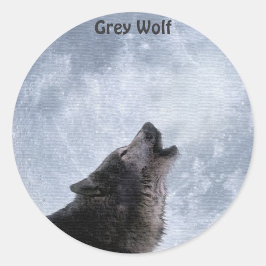 Stickers MOON & WOLF GRAY Howling (Devant)