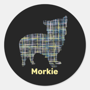 Stickers Morkie Chien Jaune & Grille Bleue