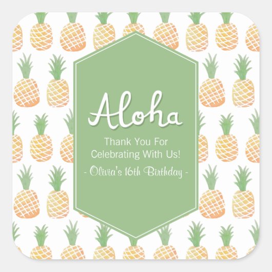 Stickers Motif Aloha Luau ananas (Devant)