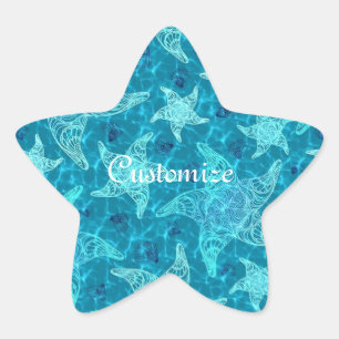 Stickers Motif Aqua Blue Starfish