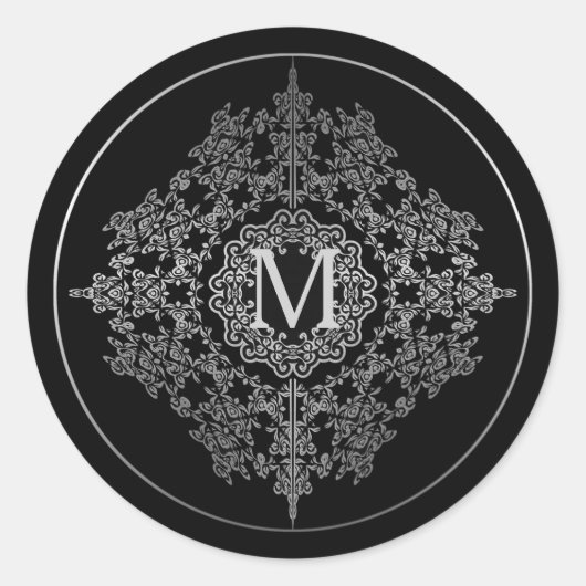 Stickers Motif Monogram Black & Silver Filigree (Devant)