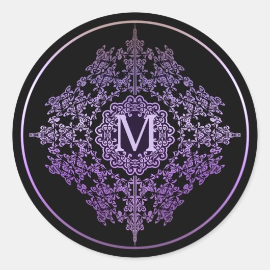 Stickers Motif Monogramme violet en fibre (Devant)