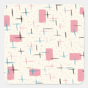 Stickers Motif rétro atomique rose
