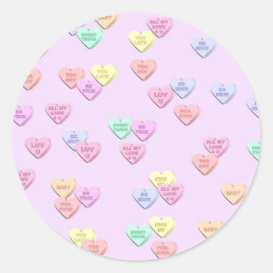 Stickers Motif Valentine Pink Candy Hearts